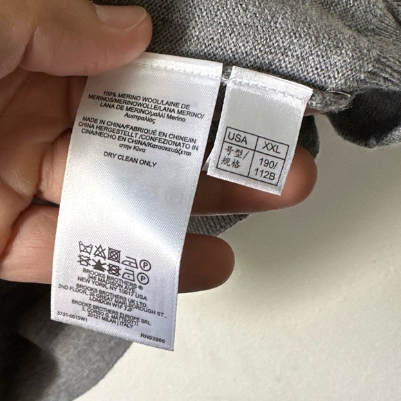 Brooks Brothers 346 V-Neck Mens XXL GreyMerino Wool Sweater Vest - Picture 6 of 6